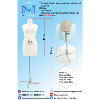 Manocanh thiết kế mini size 1/2 ( tặng kèm rập đầm cơ bản tỷ lệ 1/2)