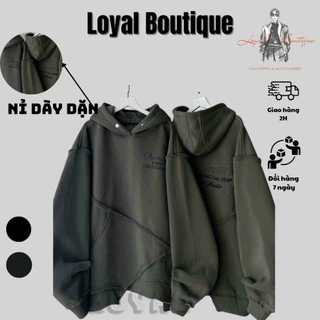 Áo khoác hoodie unisex nam nữ form rộng LOYAL có nút gài ở ổ áo thiết kế túi áo vải dày dặn đường may tỉ mỉ