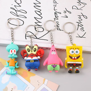 Móc Khoá Hoạt Hình SpongeBob Bằng Cao Su PVC Mềm Treo Túi Xách Học Sinh