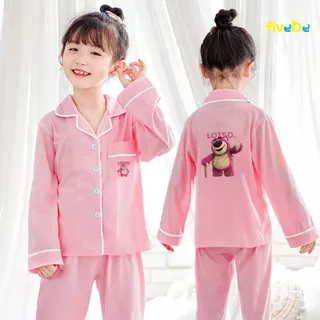Đồ bộ pijama bé gái dài tay quần dài in hình gấu LOTSO cute FIVEBE 0332