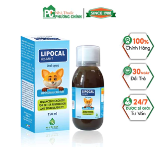 Canxi Hữu Cơ Lipocal K2 MK7 - Hỗ Trợ Phát Triển Xương Và Răng Cho Bé (Hộp 150ml)