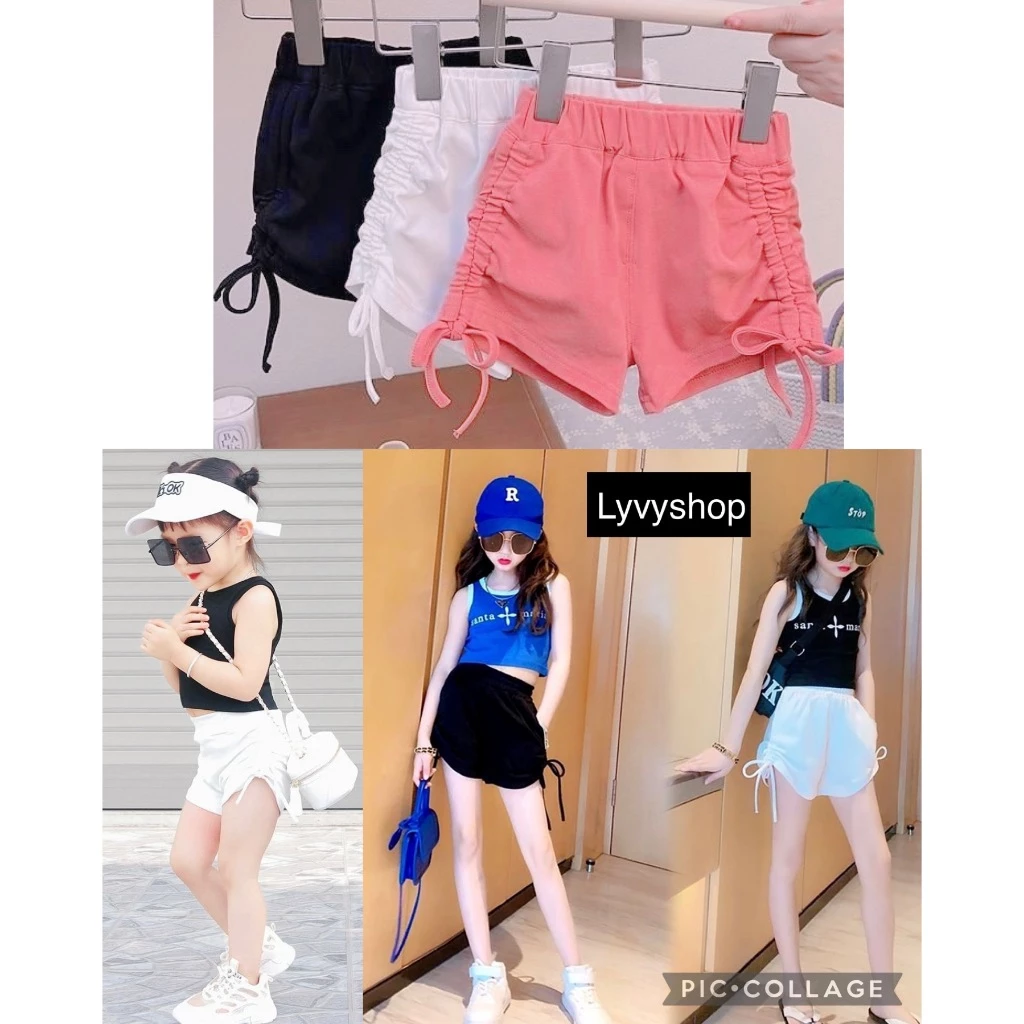 Lyvyshop - Quần đùi rút dây 2 bên cho bé gái từ 10kg-28kg (giá 01 quần)