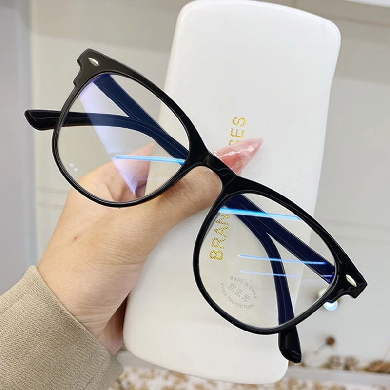 Kính mắt nam nữ gọng vuông mắt kính không độ chống ánh sáng xanh phong cách Hàn Quốc thay được tròng cận HANASO 012