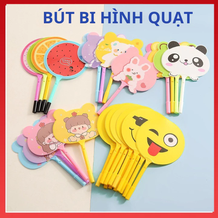 [Giá sỉ] Bút Bi Quạt Nhựa Nhiều Hình Cầm Tay Dễ Thương