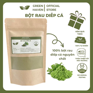 Bột rau diếp cá nguyên chất đắp mặt (100gr), giảm thâm mụn, trắng da 100% Organic hữu cơ Green Haven