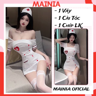 Đầm Ngủ Váy Ngủ Cosplay Cô Y Tá Cổ Vuông Lưng Chéo Quyến Rũ Siêu Sexy Gợi Cảm Mainia Shop 2730