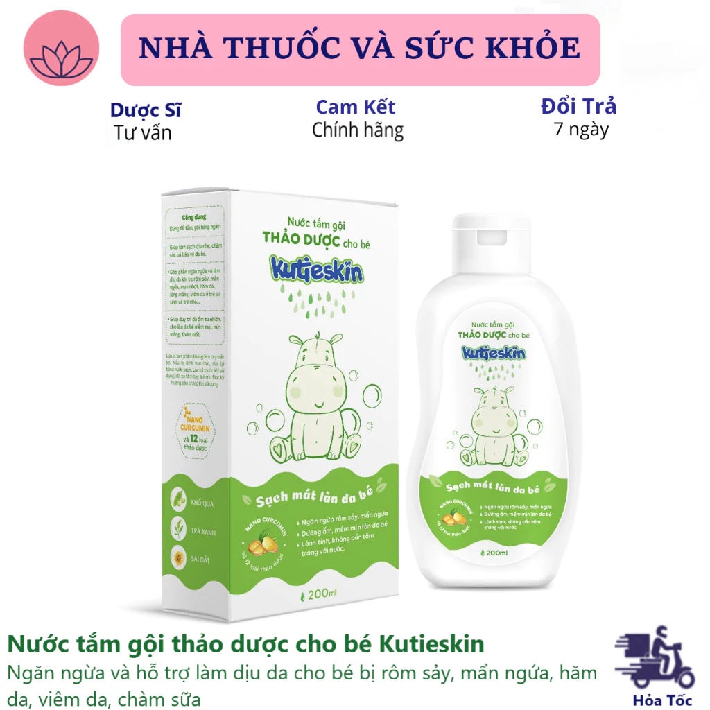 Nước tắm gội thảo dược cho bé Kutieskin 200ml