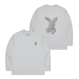 CHÍNH HÃNG - ÁO THUN ADLV FUZZY RABBIT LONGSLEEVE GREY XÁM - ÁO THUN CỔ TRÒN TAY DÀI MÀU XÁM