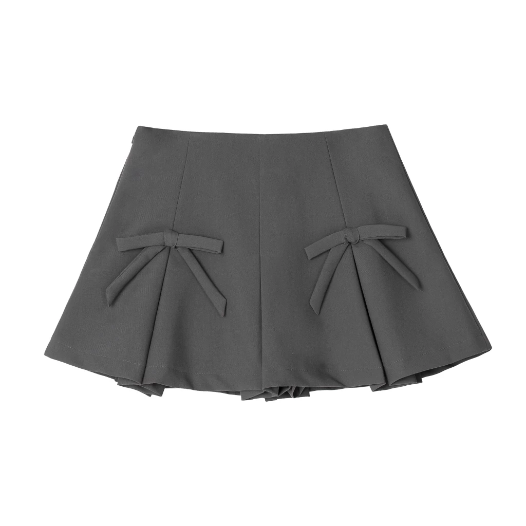 Chân váy xám tây đính nơ SLC mini skirt - form ngắn