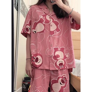 bộ ngủ pijama Đồ bộ nữ mặc nhà dễ thương freesize tay cộc quần cộc mùa hè chất kate mềm