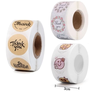 Cuộn 500 nhãn dán Sticker Thank You 2,5cm - Tem cảm ơn dễ thương, tăng tỷ lệ đánh giá 5 SAO, nhiều mẫu lựa chọn