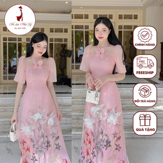 Áo dài cách tân thêu hoa ❤️FREE SHIP❤️ chất liệu Organra thêu hoa cao cáp - Áo Dài Như Ý - AD73