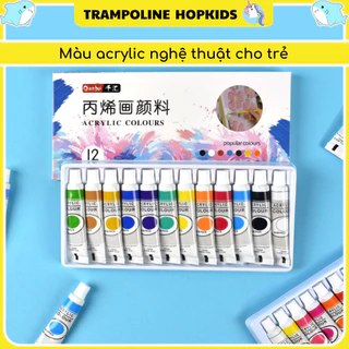 Màu Nước Acrylic 12/24/36 Màu Dạng Tuýp 12ml (Tặng Khay Pha Màu) Phù hợp sơn tường, vẽ vải, tô tranh DIY - Từ mới tô màu