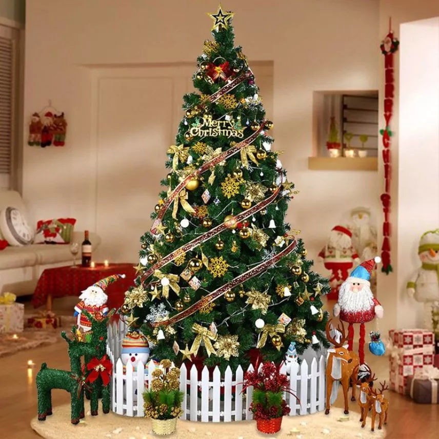 Cây thông noel 1m5, 1m8, 2m1 tán dày full phụ kiện trang trí