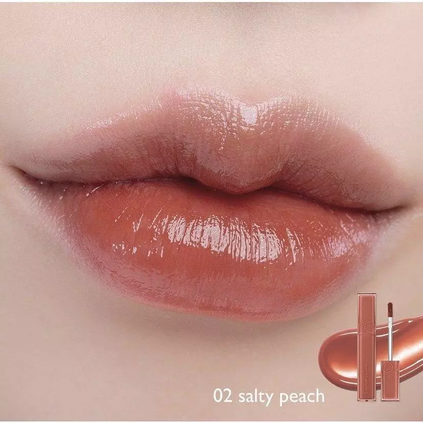 Son Romand Dewyful 02 Cam Đào Lạnh, Son Tint Bóng Romand Dewyful Water Tint Màu 02 Salty Peach