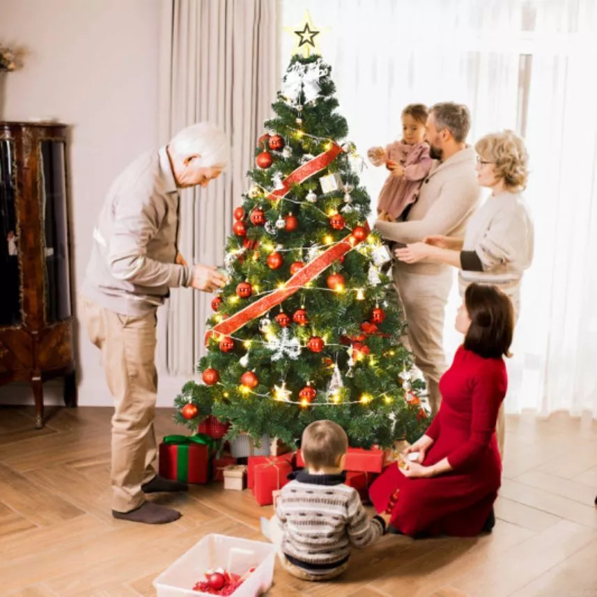 Cây Thông Noel Trang Trí Giáng Sinh Tán Dày Full Phụ Kiện - Cây Thông 1m5 1m8 2m1 Tán Rộng Cao Cấp