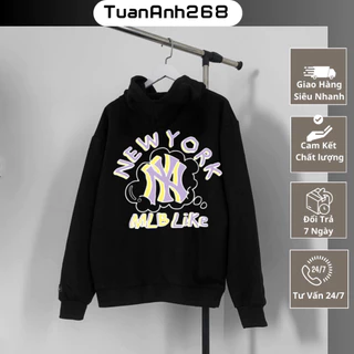 Áo Hoodie MLB New York Mũ Trùm 2 Lớp Chất Nỉ Bông Cao Cấp , Áo Khoác Nam Nữ MLB In Hình Siêu Nét