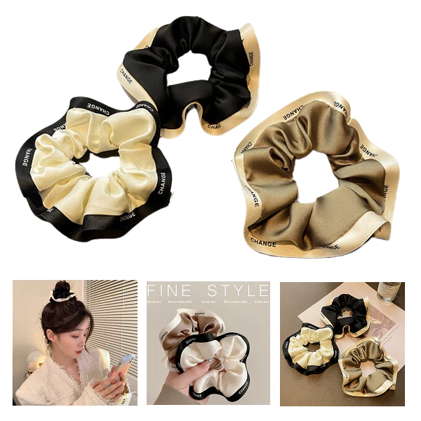 [HCM Giá Rẻ] Set 3 Phụ Kiện Dây Cột Tóc Viền Chữ Change Siêu Co Giãn Phong Cách Hàn Quốc Thanh Lịch
