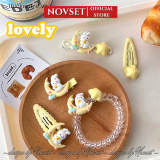 Set 5 kẹp tóc kèm chun ngôi sao, mặt trăng MÀU VÀNG cute dễ thương [ MÃ C800 ]