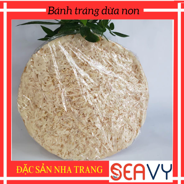 Bánh tráng dừa non đặc sản Nha Trang vị truyền thống thơm ngon 25cm giòn rụm cùng với lớp dừa sơi béo sực dai