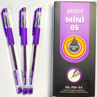 Bút Mực Gel Khô Nhanh Mini 0.5mm Baoke 3 Màu Tím Xanh Đen Đỏ Có Ruột Thay Thế