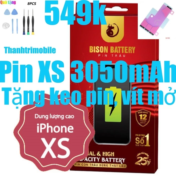 Pin XS Bison dung lượng cao 3050mAh