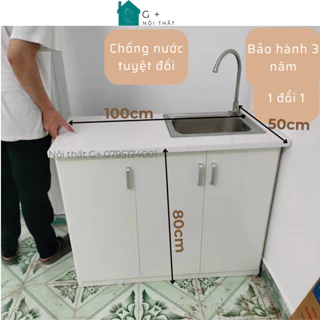 Tủ bếp bàn bếp kệ rửa chén mini nhựa Đài Loan cao cấp chống nước kích thước 100x50x80cm, Nội thất G+