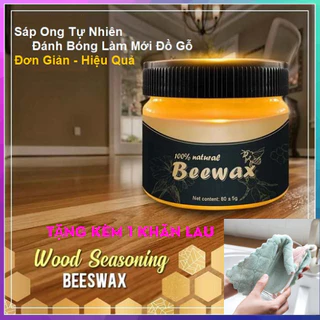 Sáp Ong Beewax Kèm Bông Xốp Đánh Bóng Sàn Gỗ, Đồ Gỗ, Lau Chùi ,Làm Mới, Phục Hồi Màu, Vết Xước Bàn Ghế, Tủ, Cửa Gỗ