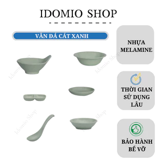 Chén Chấm Nhựa Melamine Vân Đá Cát Xanh