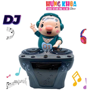 Chú heo chơi DJ năng động siêu dễ thương nhảy theo nhạc và đèn cho bé