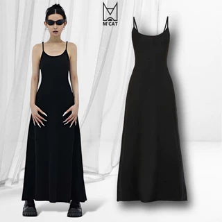 Đầm thun dài 2 dây thun gân cotton form maxi