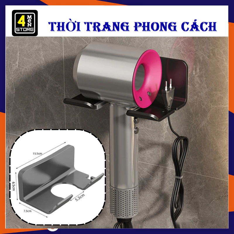 Giá Đỡ Máy Sấy Tóc Dán Tường Có Khe Gài Dây Điện Siêu Chắc - Kệ Nhựa Dán Tường Để Máy Sấy Tóc Cầm Tay Không Cần Đục Lỗ