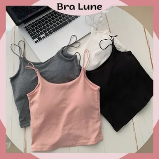 Áo croptop nữ cotton mút mỏng co dãn tốt BRALUNE, áo nữ dây mảnh kép thời trang mã 637