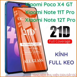 Kính cường lực Xiaomi Poco X4 GT / Redmi Note 11T Pro / Redmi Note 12T Pro full màn hình, không chấm liti