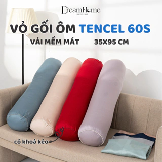 Vỏ gối ôm kéo khóa TENCEL cao cấp, bao gối ôm dây kéo trơn màu mát lạnh 30x95cm vừa ruột ôm 35x100cm DREAMHOME