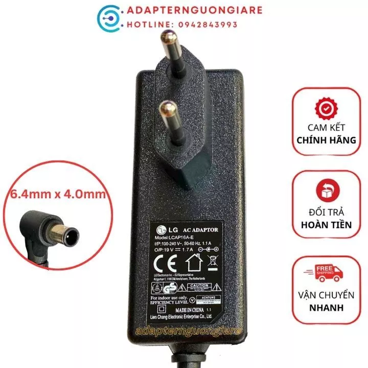 Adapter nguồn màn hình LG 19V 1.7A chính hãng, nguồn tivi lg 19v 1.6a /1.7a/1.8a xịn