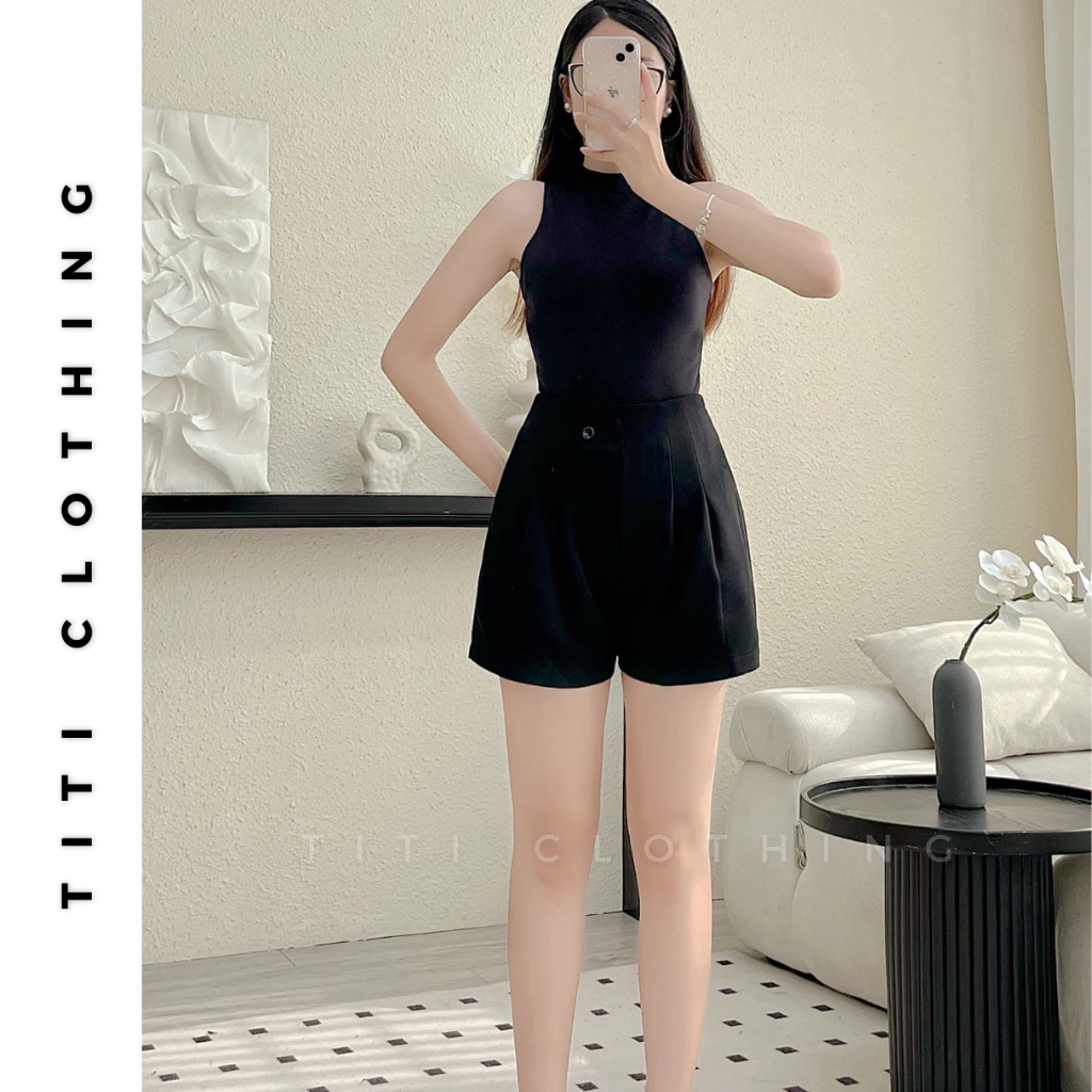 Quần short cạp cao lưng chun TITI Mã Short 669