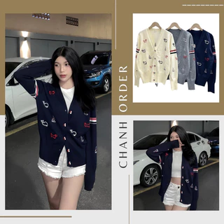 Áo Cardigan Len Thom Họa Tiết Cá Heo Mẫu Mới Hot Hit