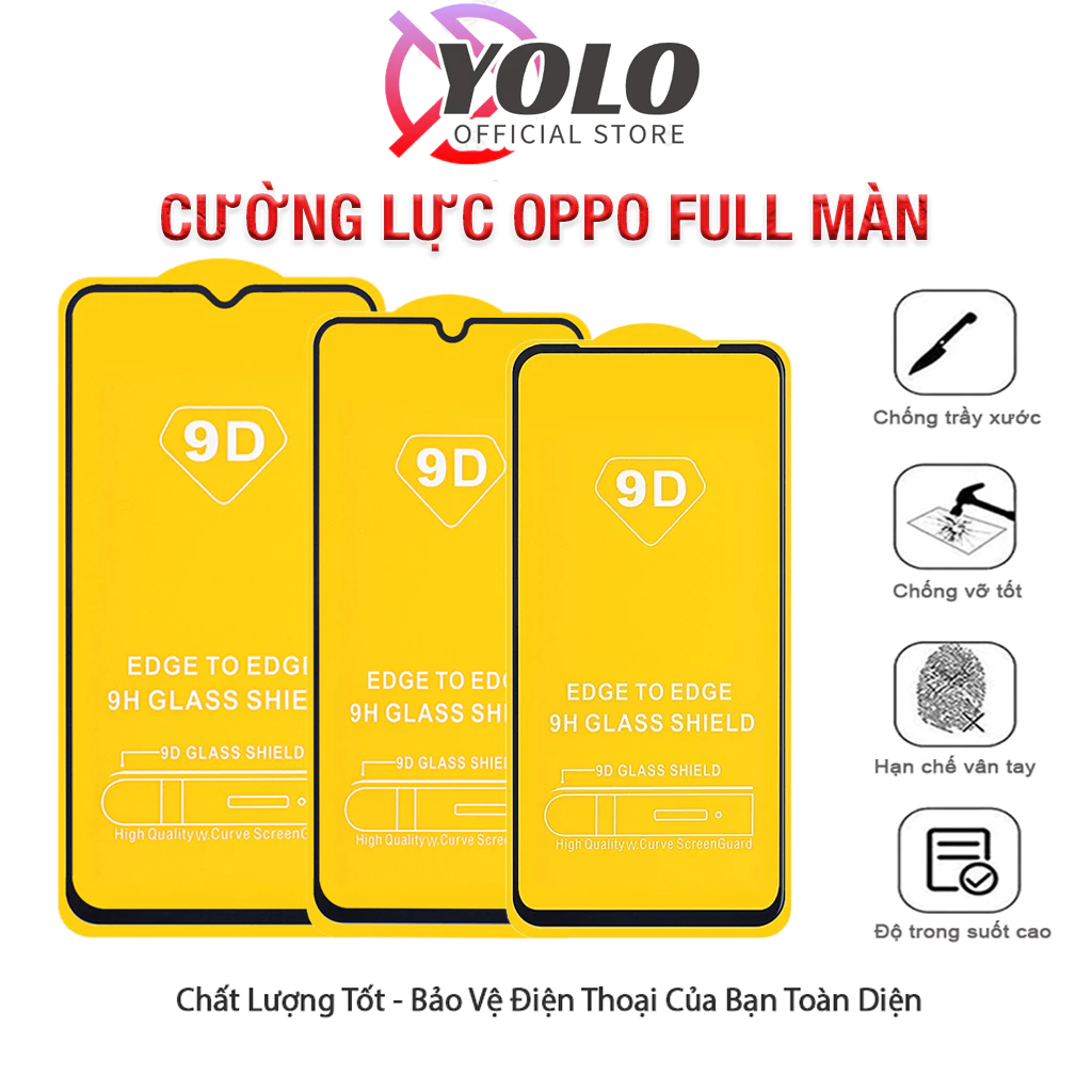 Kính cường lực Oppo F9 a76 a77 a57 a16 a54 a96 a74 a55 a53 f11 a17 f7 a5 a9 f9 pro reno 8 3 4 5 7 7z 8z 5g [9D]