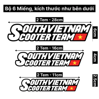[Tặng 2 Tem Hài Hước] Bộ Tem South Vietnam Scooter Team - Team Dán Xe Ex 150 Winner Wave Vario