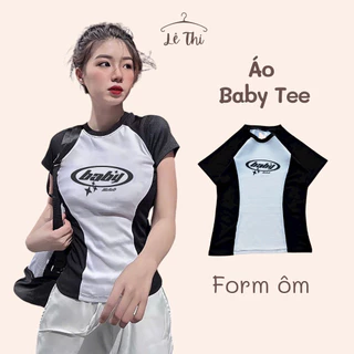 Áo baby tee ôm body phối màu đen trắng siêu yêu, áo thun nữ phong cách Hàn Quốc basic | Lê Thi Clothing