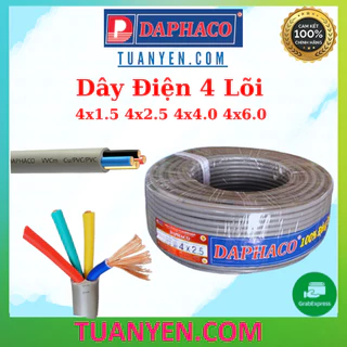 Dây Điện 4 Lõi DAPHACO Tròn Xám Bọc 2 Lớp - FA 4x1.5 (1 CUỘN 100M) - Tuấn Yến