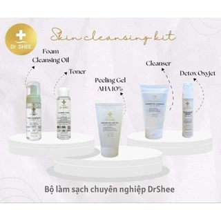 Bộ làm sạch da chuyên nghiệp Drshee với Sữa rửa mặt, Dầu tẩy trang, Tẩy da chết, Toner, Detox Drshee