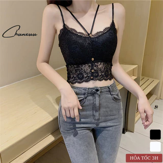 Áo bra ren 2 dây vải ren mềm phối cúc đệm ngực dày vừa sexy gợi cảm ChunXuu - BR20