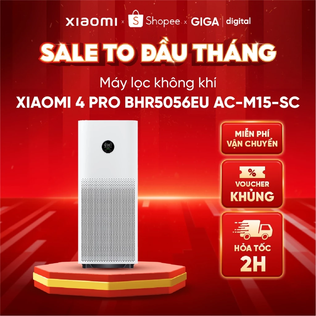 [HCM] Máy lọc không khí Xiaomi 4 Pro BHR5056EU AC-M15-SC - Máy lọc kháng khuẩn, bụi mịn, chống Virus - Màn hình OLED