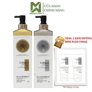 Dầu gội xả phục hồi, chống rụng kích mọc tóc Plus Vinge Collagen 1000ml