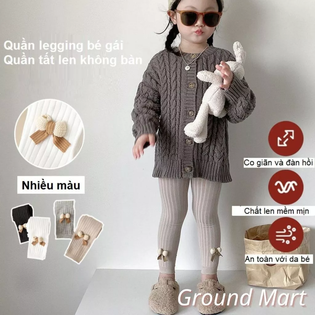 Quần legging, quần tất len không bàn cho bé gái đính nhiều họa tiết xinh yêu, co giãn 4 chiều size từ 1 đến 8 tuổi (M02)