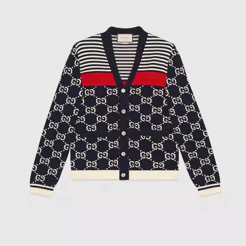 ⚡️[Hight Quality] Hàng Có Sẵn!! Áo Len Cardigan GC GG - Striped Knit Họa Tiết Monogram Sang Trọng - Hàng Loại 1 Sơn Tùng