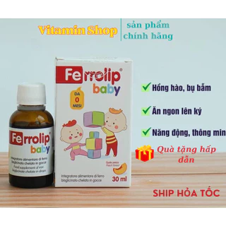 Sắt hữu cơ Ferrolip Baby dạng siro vị đào thơm ngon lọ 30 mL