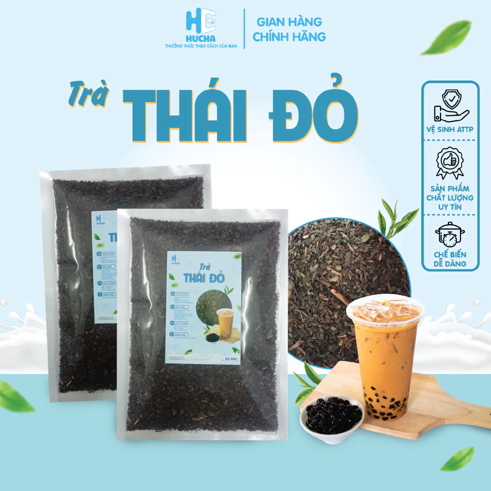 Trà thái đỏ gói 100g nguyên liệu nấu trà sữa thái đỏ thơm ngon đậm vị-nguyên liệu pha chế Hucha